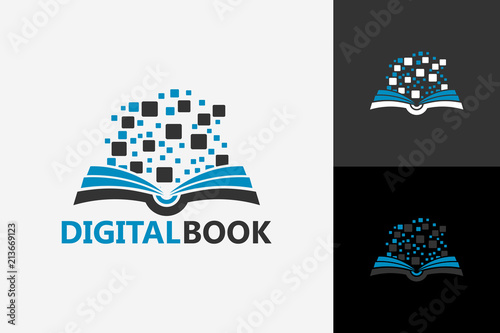 Pixel Digital Book Logo Template Design Vector, Emblem, Design Concept, Creative Symbol, Icon