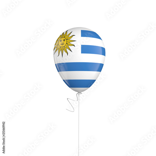 Uruguay flag balloon on a string. 3D Rendering