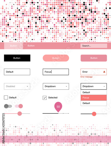 Light Pink vector Material Design Kit with dots.