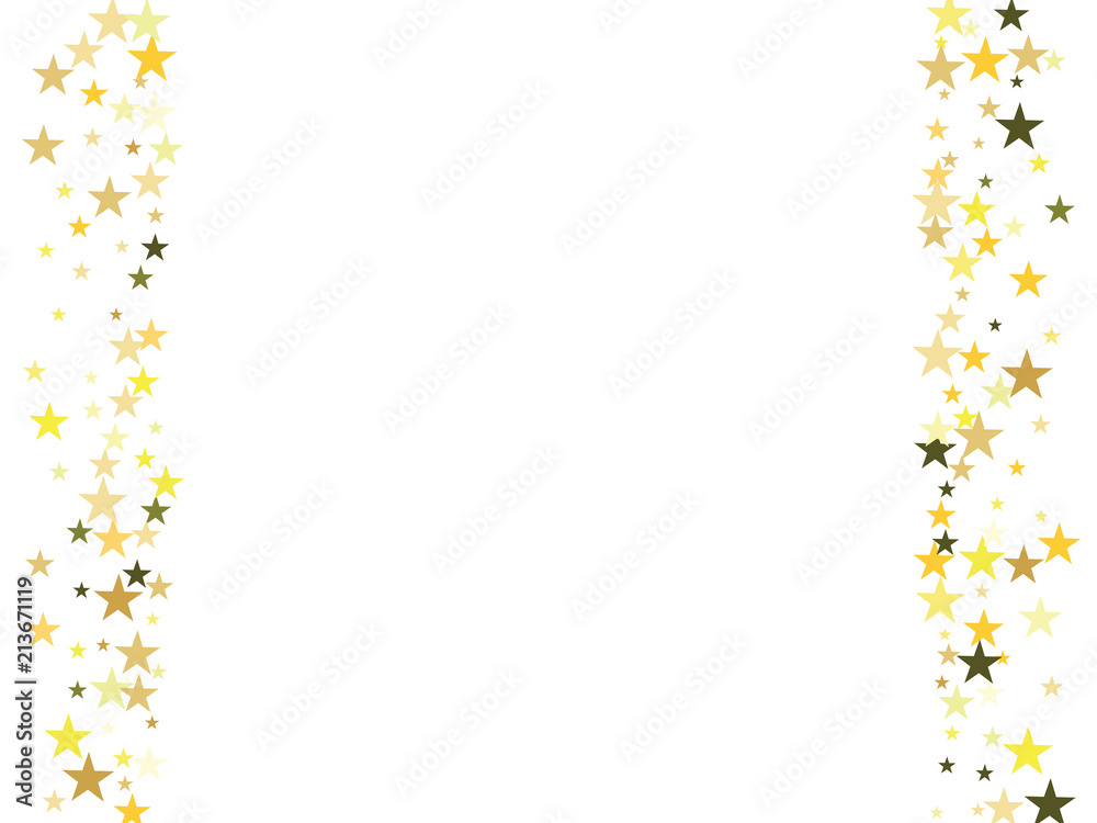 Gold Stars Confetti Vector Magic Cosmic Light Garland. Christmas Birthday Party Scatter Gamour Sparkles Glowing Celebration Decoration. Noble Rich New Year Holiday Premium Texture Star Dust Explosion.