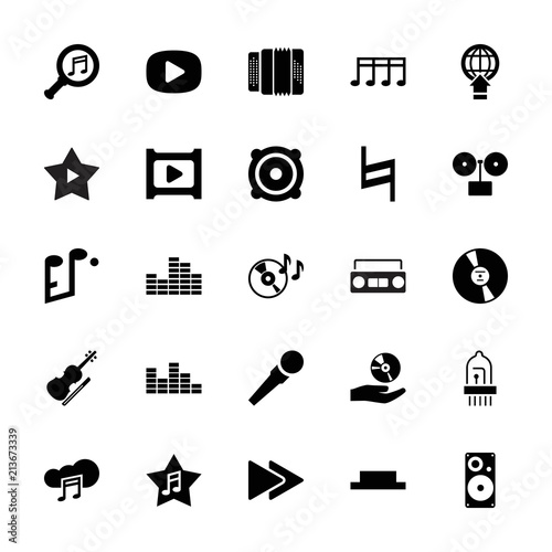 Collection of 25 music filled icons