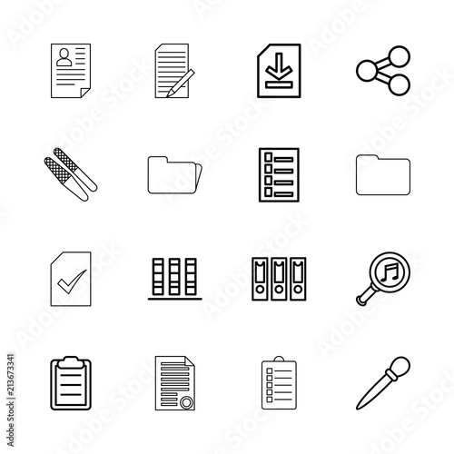 Collection of 16 file outline icons