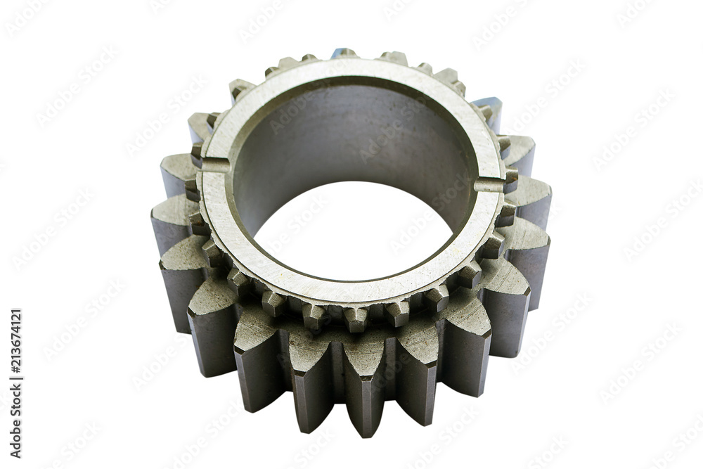 gear shaft of the reduction gearbox transmission tractor on isolated ...