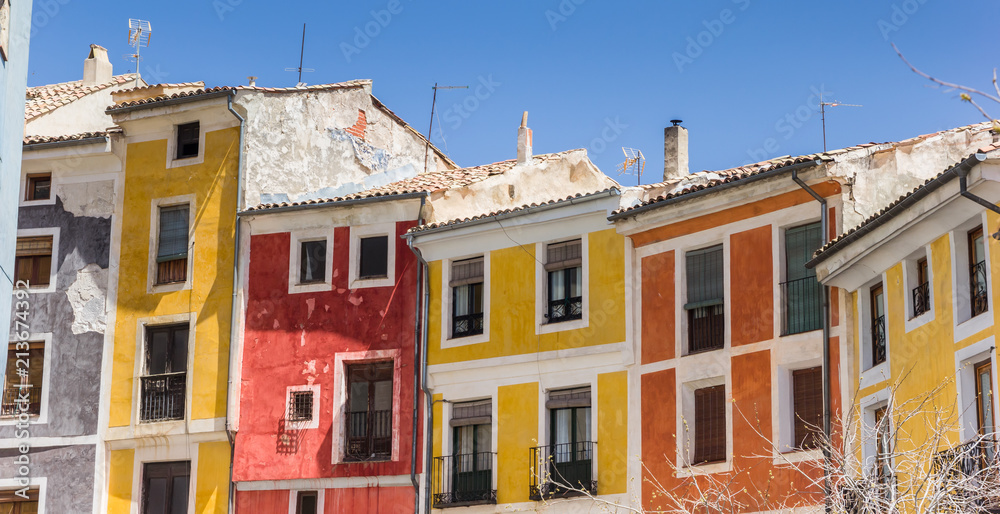 Panorama of colorful houses in the center of Cuenca, Spain