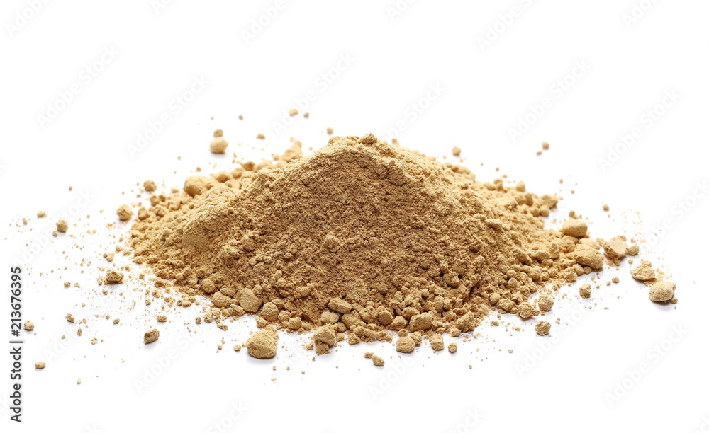 Ginger powder isolated on white, (Zingiber officinale) Ginger powder isolated on white, (Zingiber officinale)