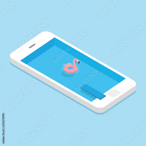 Smartphone with a swimming pool instead of the screen