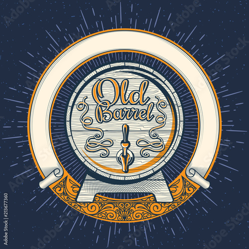 Old barrel decorative emblem