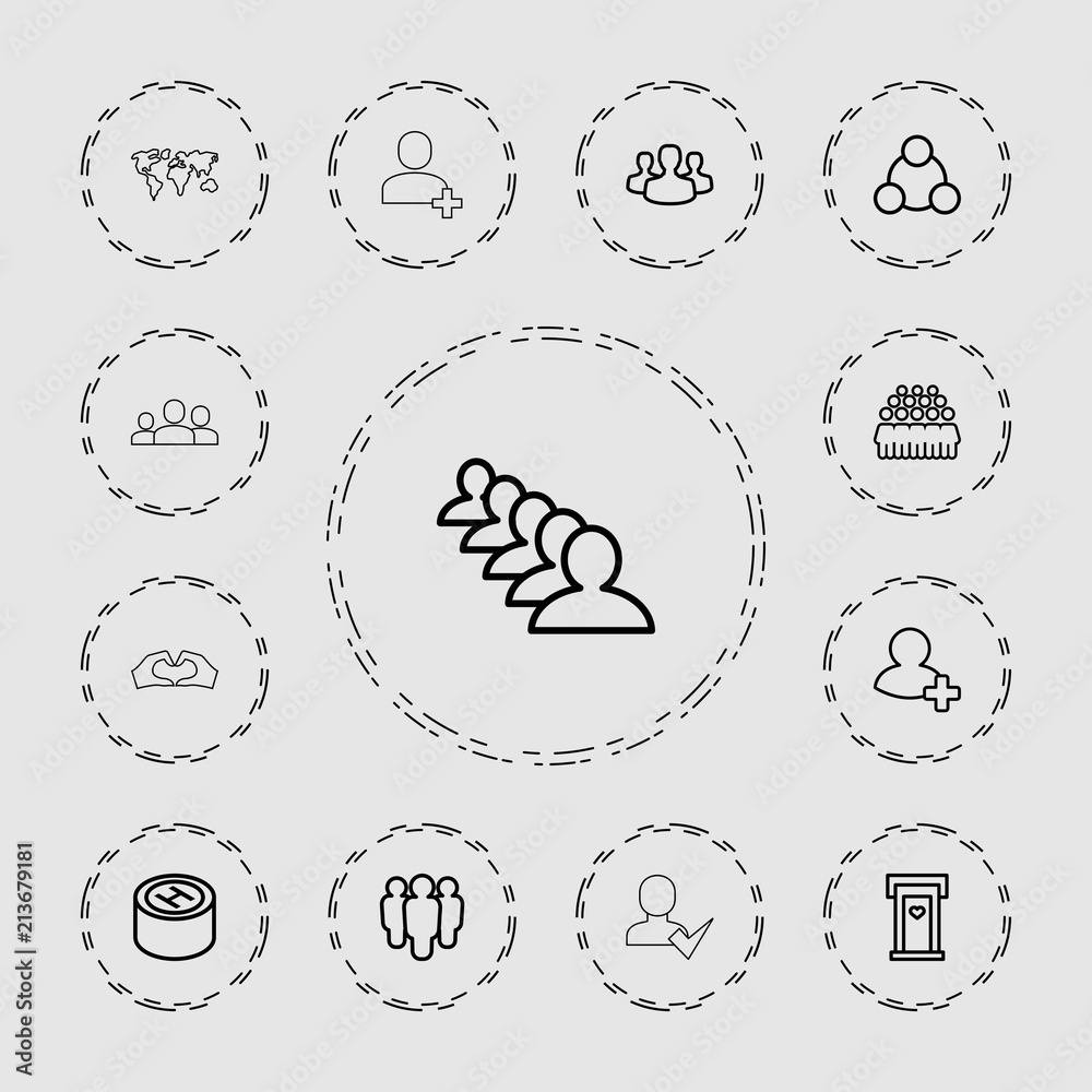 Collection of 13 community outline icons Collection of 13 community outline icons
