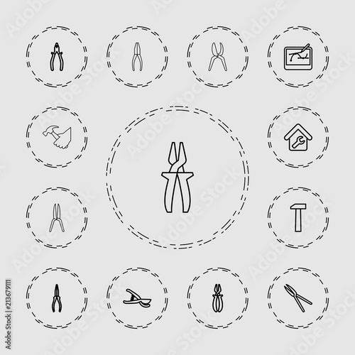 Collection of 13 tools outline icons