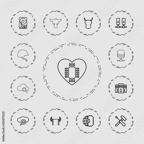 Collection of 13 hard outline icons