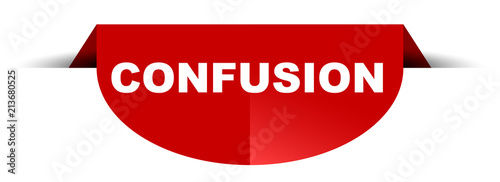 red vector round banner confusion