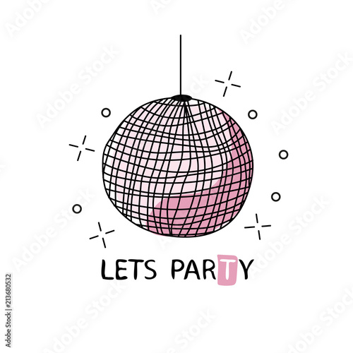Retro disco ball. Vector illustration for your graphic design. Design for t-shirt and prints
