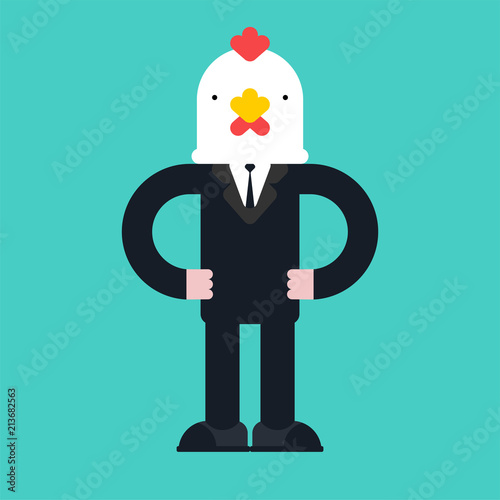 Boss chicken. Businessman  rooster. cock manager. Vector illustration.