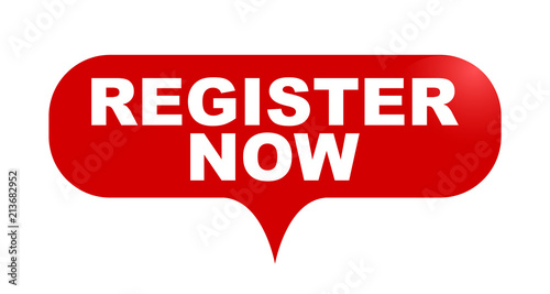 red vector bubble banner register now