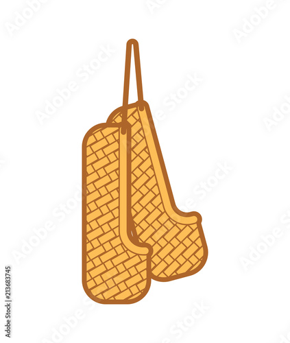 Bast shoe isolated. Russian national folk old shoes. Russia Historical footwear. Vector illustration.
