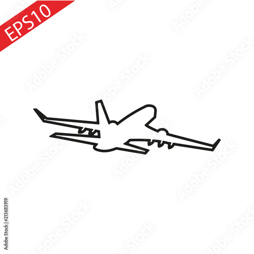 thin line plane icon on white background