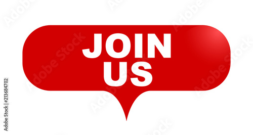 red vector bubble banner join us