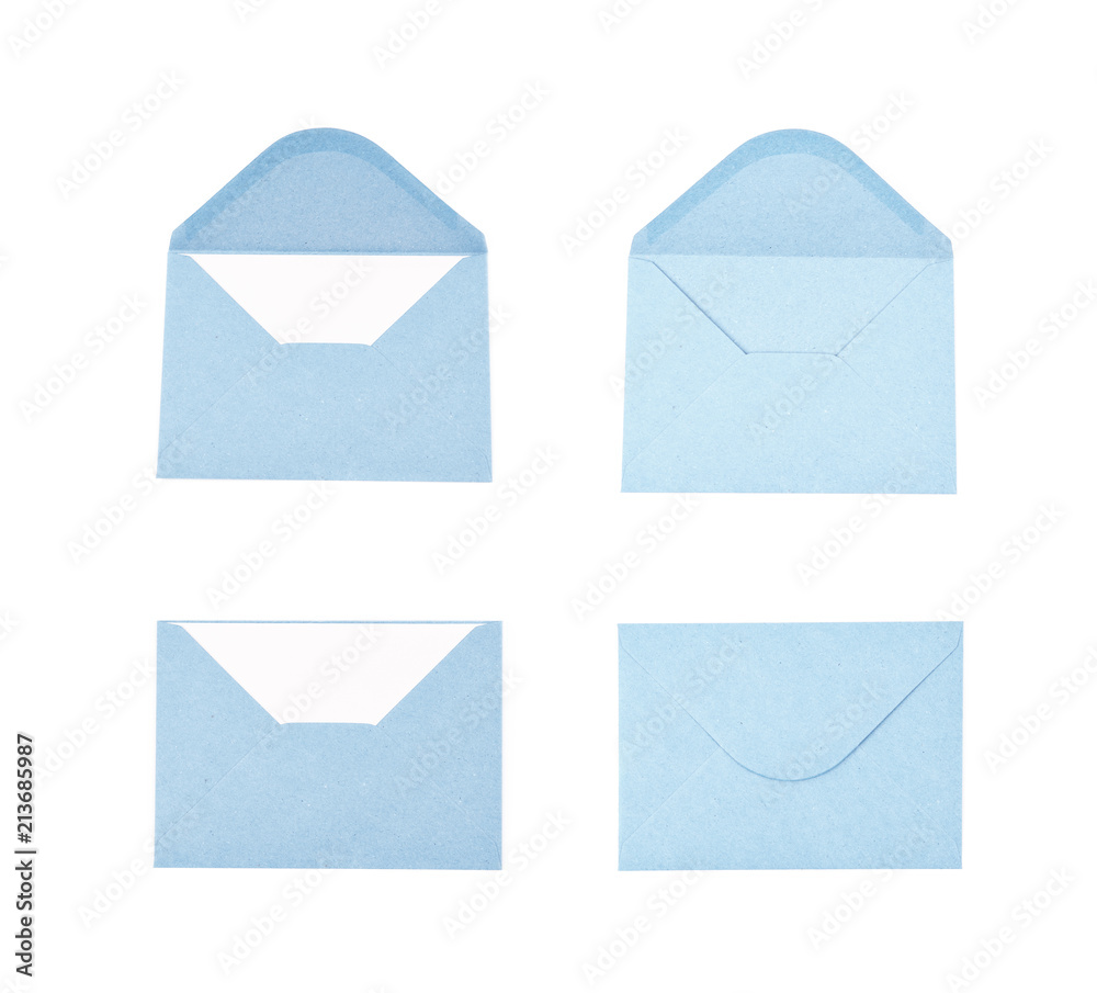 Blue paper envelope isolated
