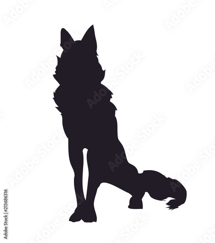 dog sitting, silhouette, vector