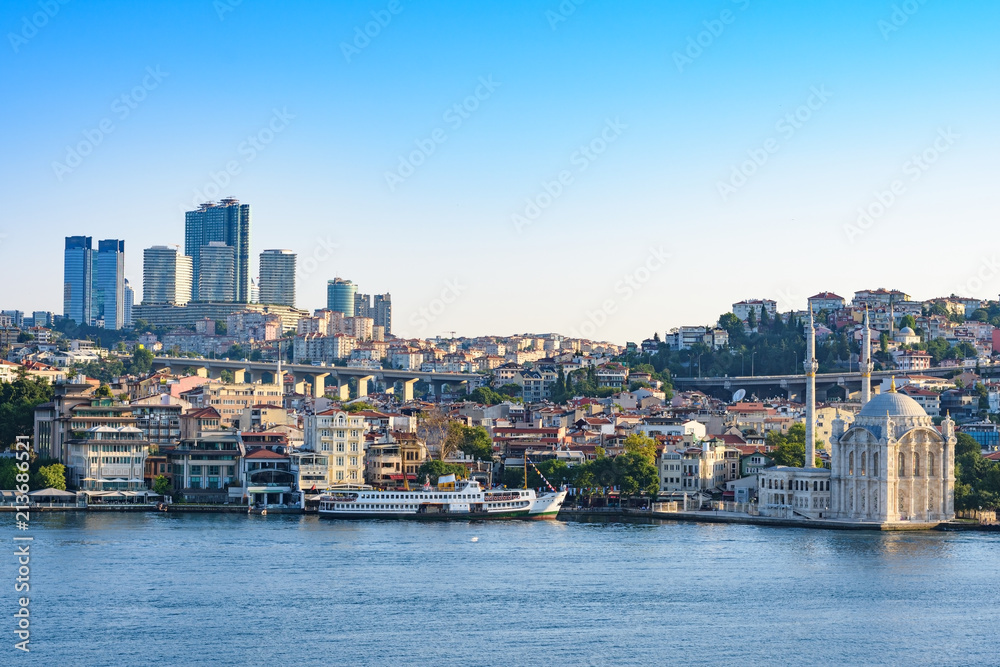 Panoramic view of historical part of Istanbul from Bosporus