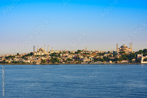 Panoramic view of historical part of Istanbul from Bosporus