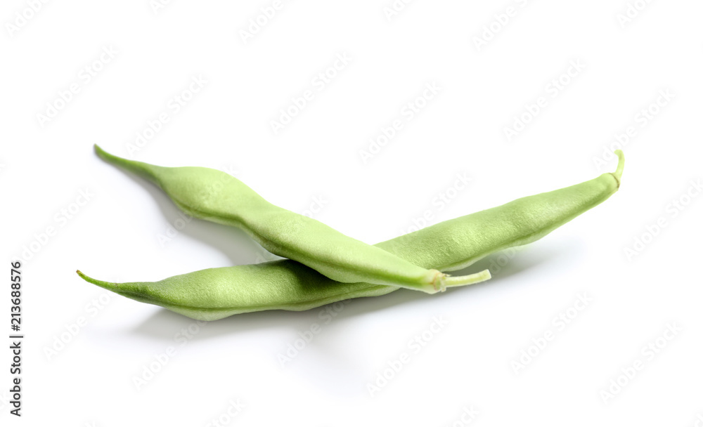 Fresh green beans on white background Fresh green beans on white background