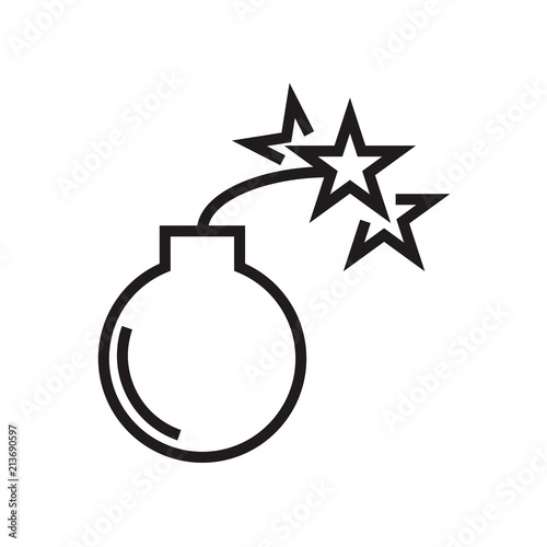 Fotografie Bomb icon vector sign and symbol isolated on white background, Bomb logo concept