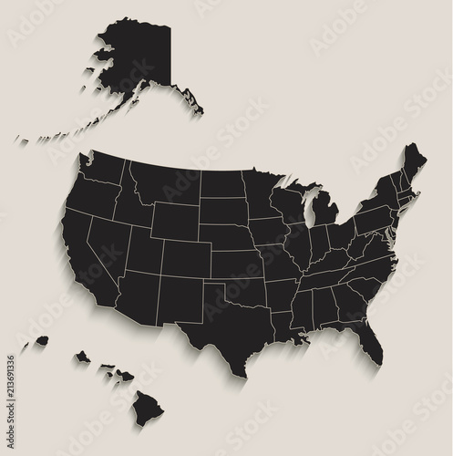 USA map with Alaska and Hawaii Black blackboard separate states individual vector