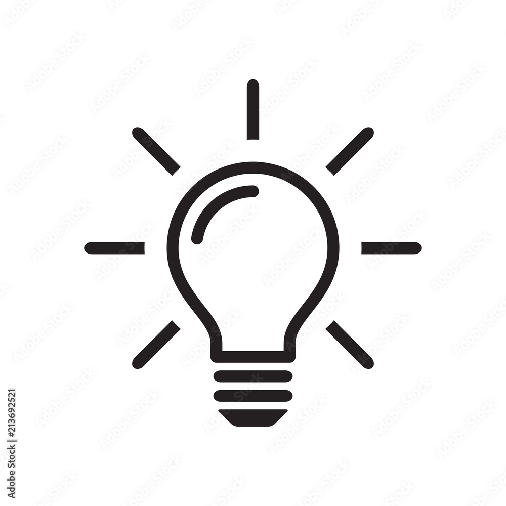 Light bulb icon, idea sign, black isolated on white background, vector illustration. Light bulb icon, idea sign, black isolated on white background, vector illustration.