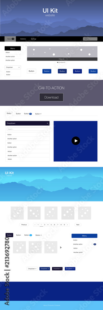 Fototapeta premium Dark BLUE vector style guide with mountains.