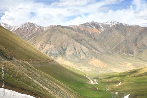 The beautiful scenic from Bishkek to Naryn with the Tian Shan mountains of Kyrgyzstan