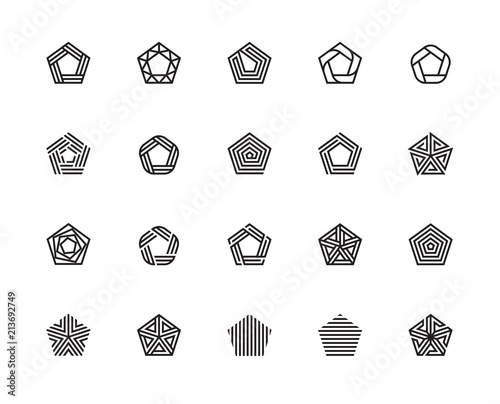 Geometric Shape, Pentagon, Five, Logo, Design Concept, Creative Symbol, High Quality, Icon, Vector and Illustration photo