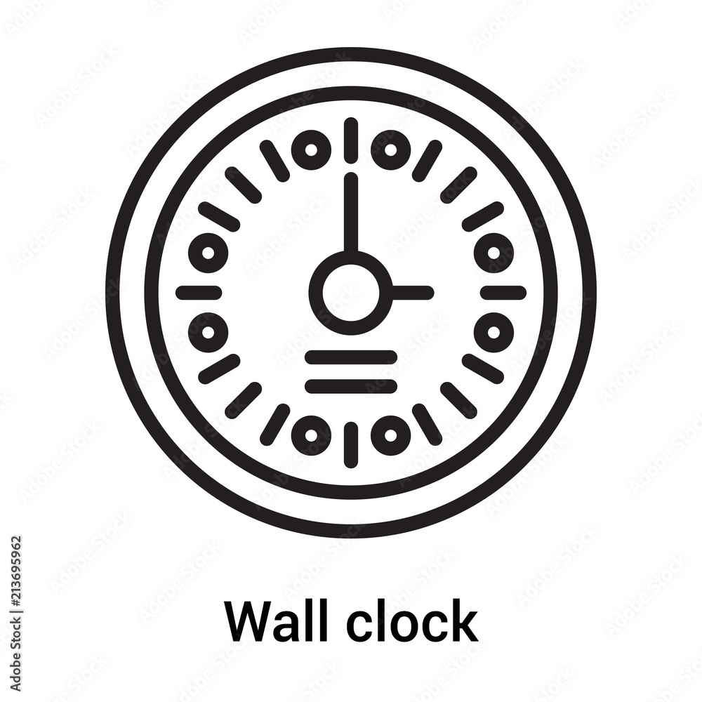 Wall clock icon vector sign and symbol isolated on white background, Wall clock logo concept