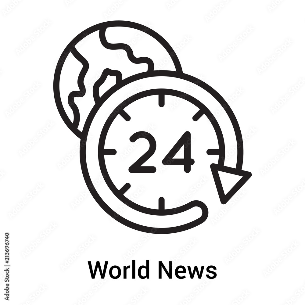 World News icon vector sign and symbol isolated on white background, World News logo concept World News icon vector sign and symbol isolated on white background, World News logo concept