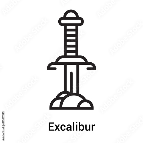 Excalibur icon vector sign and symbol isolated on white background, Excalibur logo concept