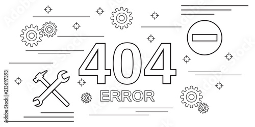 404 error page thin line art style vector concept illustration