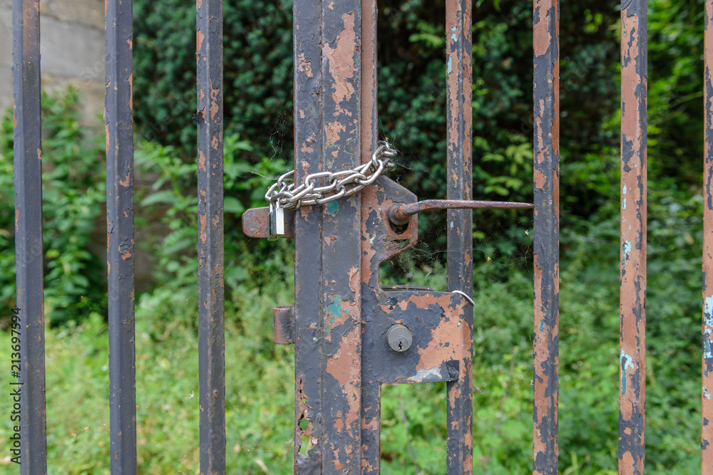 lock on the gate close-up lock on the gate close-up
