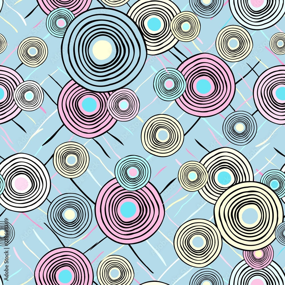 Seamless repeating ethnic pattern from circles and lines