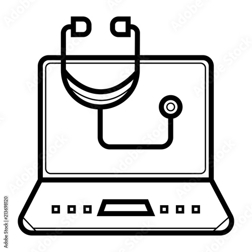 Online medicine line icon