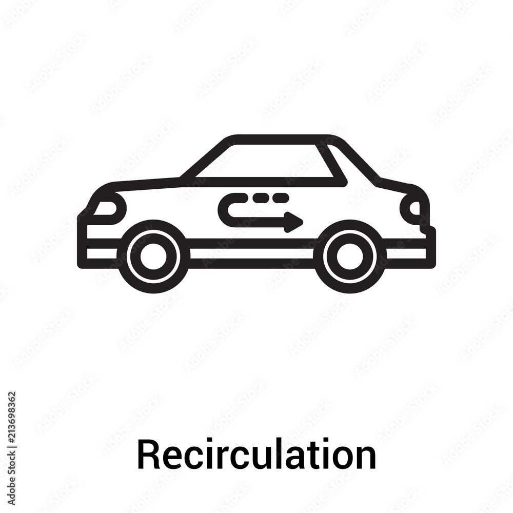 Recirculation icon vector sign and symbol isolated on white background, Recirculation logo concept