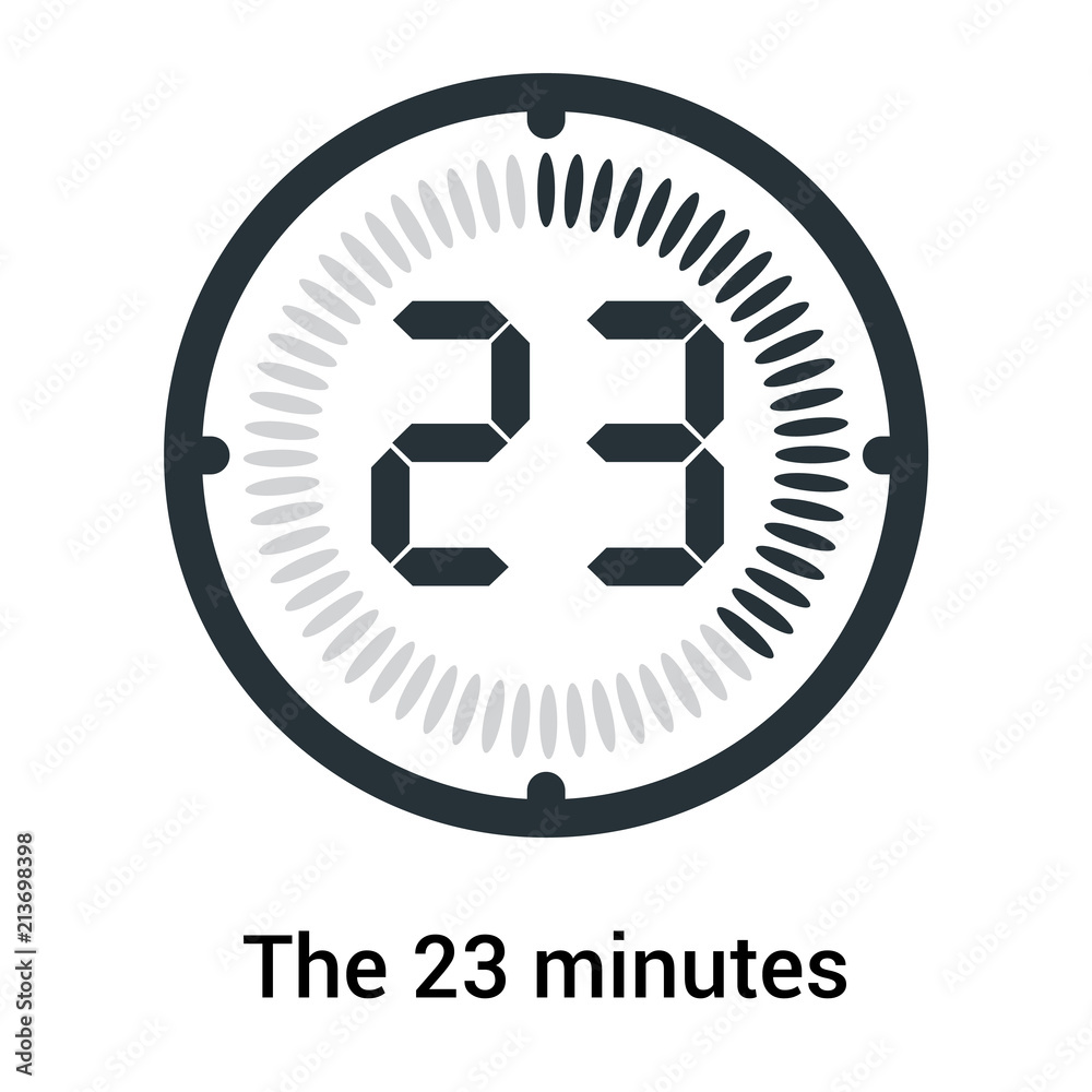 The 23 minutes icon white clock and watch, timer, countdown symbol, stopwatch, digital timer vector icon Stock Vector | Adobe Stock