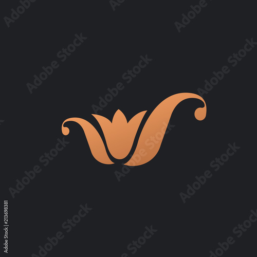 Campanula logo. Wedding floral icon. Luxury retro emblem. Cosmetics, Spa, Beauty salon, Decoration, Boutique vector logo.
