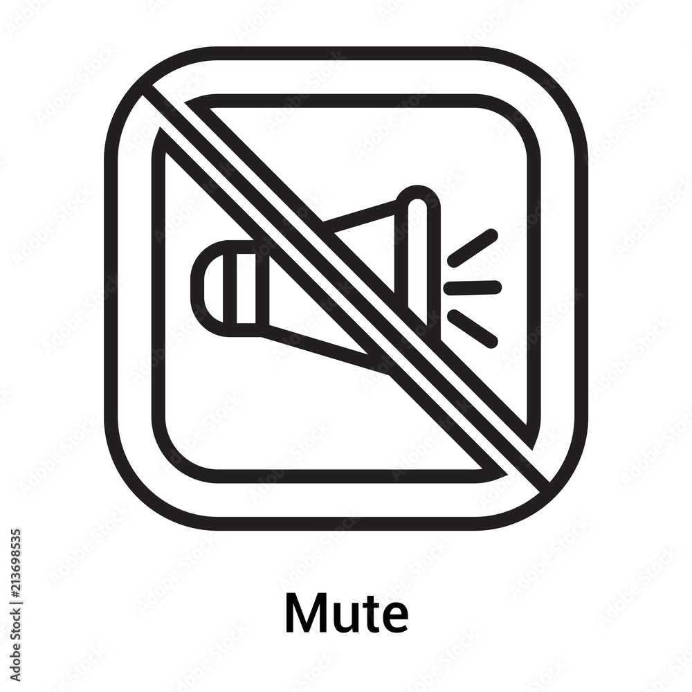 Mute icon vector sign and symbol isolated on white background, Mute logo concept Mute icon vector sign and symbol isolated on white background, Mute logo concept