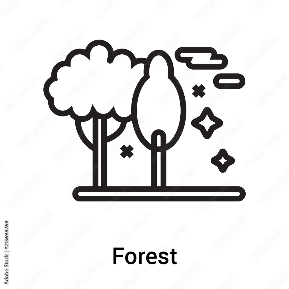 Forest icon vector sign and symbol isolated on white background, Forest logo concept Forest icon vector sign and symbol isolated on white background, Forest logo concept