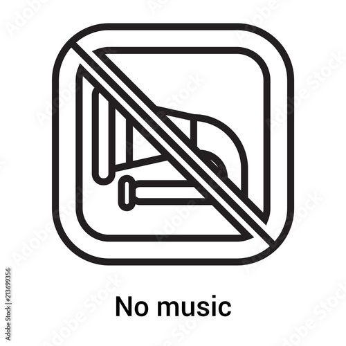 No music icon vector sign and symbol isolated on white background, No music logo concept