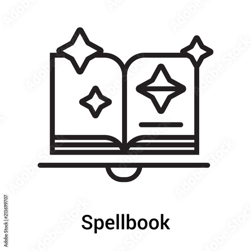 Spellbook icon vector sign and symbol isolated on white background, Spellbook logo concept