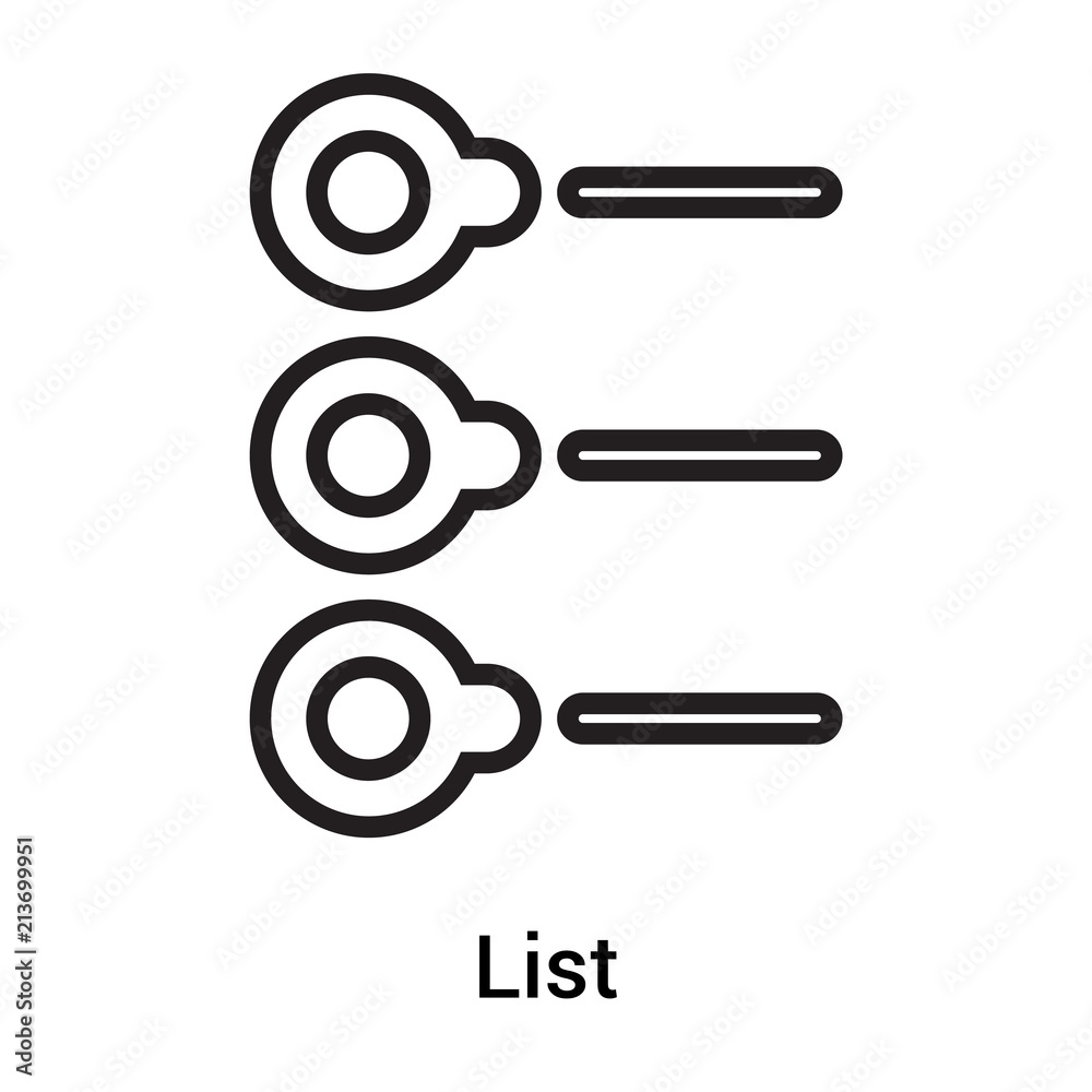 List icon vector sign and symbol isolated on white background, List ...