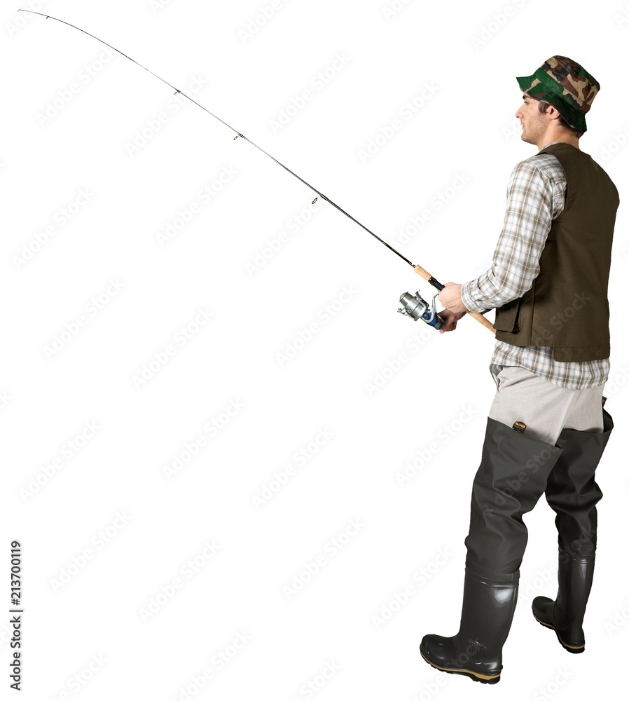 Fisherman Holding a Fishing Rod Fisherman Holding a Fishing Rod