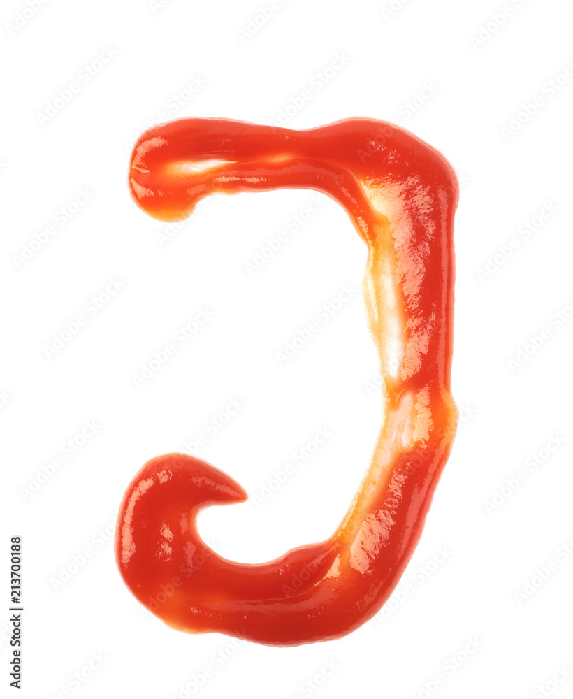 Single letter made of sauce isolated Single letter made of sauce isolated