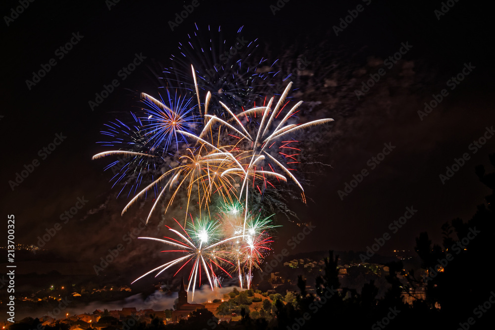 Fireworks in Chapel Guyon, Old Village in France , For the 14 July